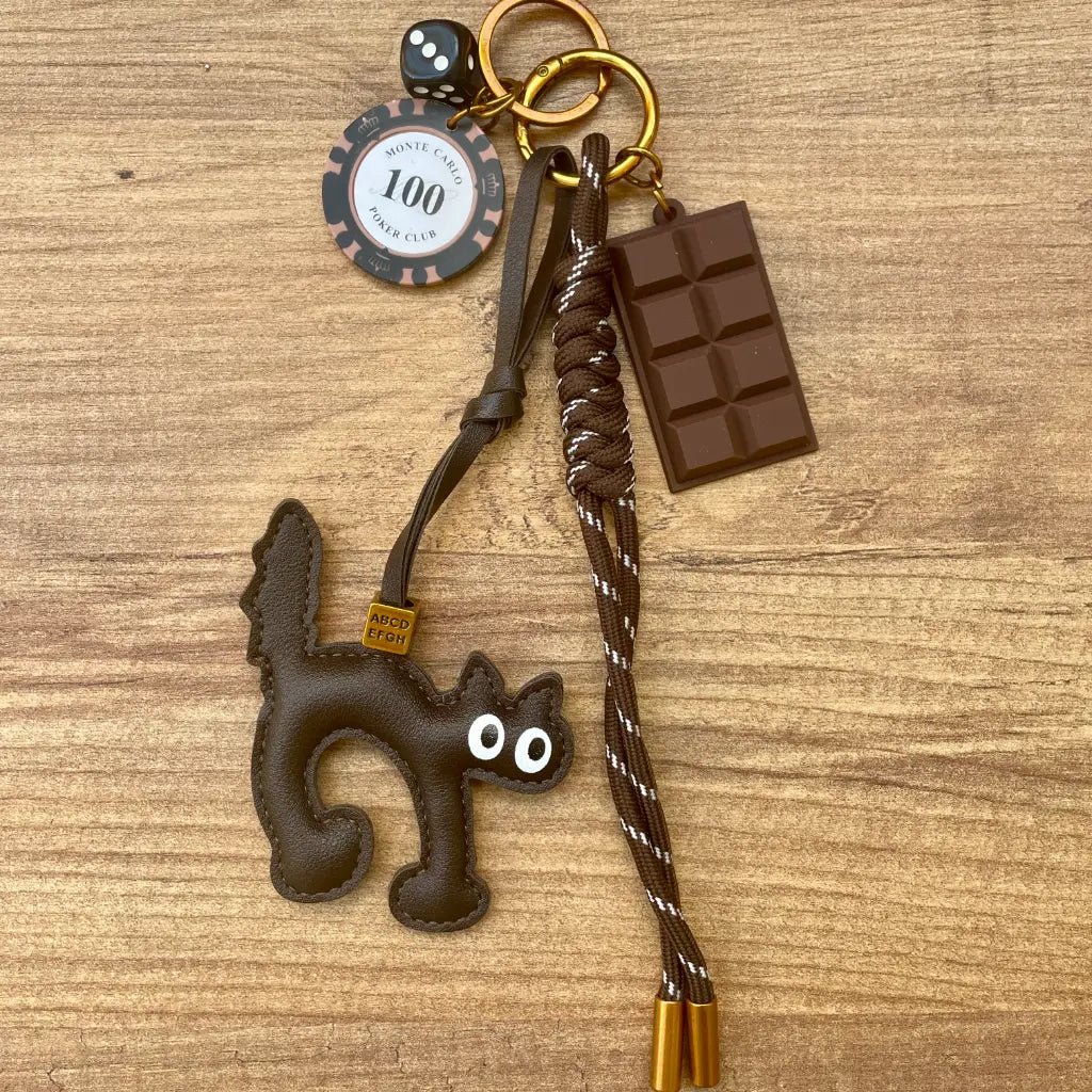 Kedi Çikolata Şans Çanta Süsü