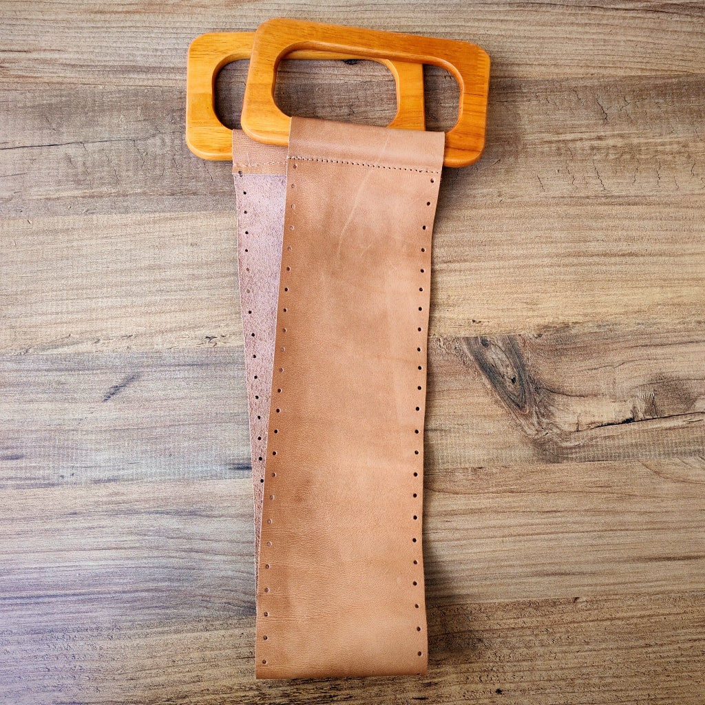 Hakiki Deri Ahşap Saplı Çanta Kulpu Kiti