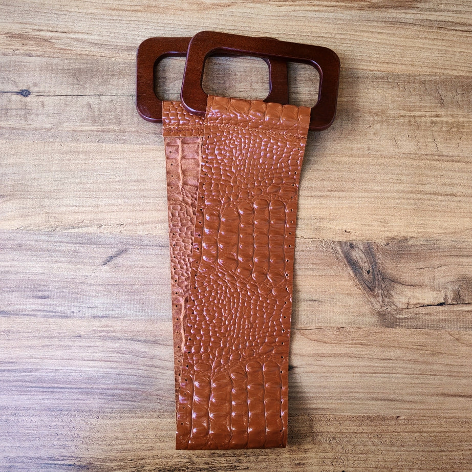 Hakiki Deri Ahşap Saplı Çanta Kulpu Kiti