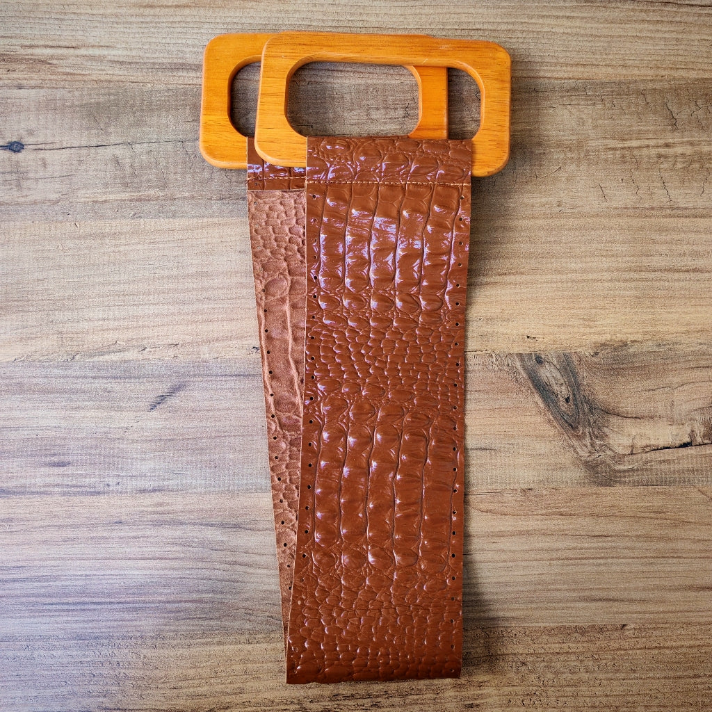 Hakiki Deri Ahşap Saplı Çanta Kulpu Kiti