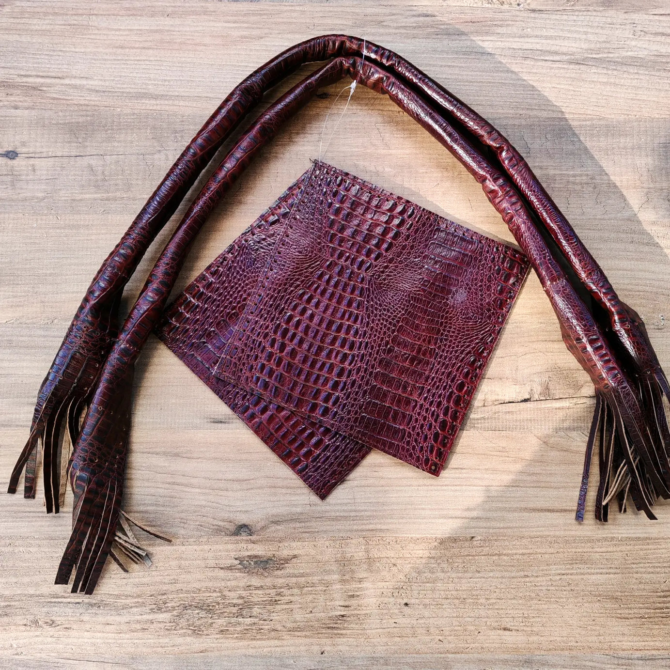 Püsküllü Deri Çanta Kiti