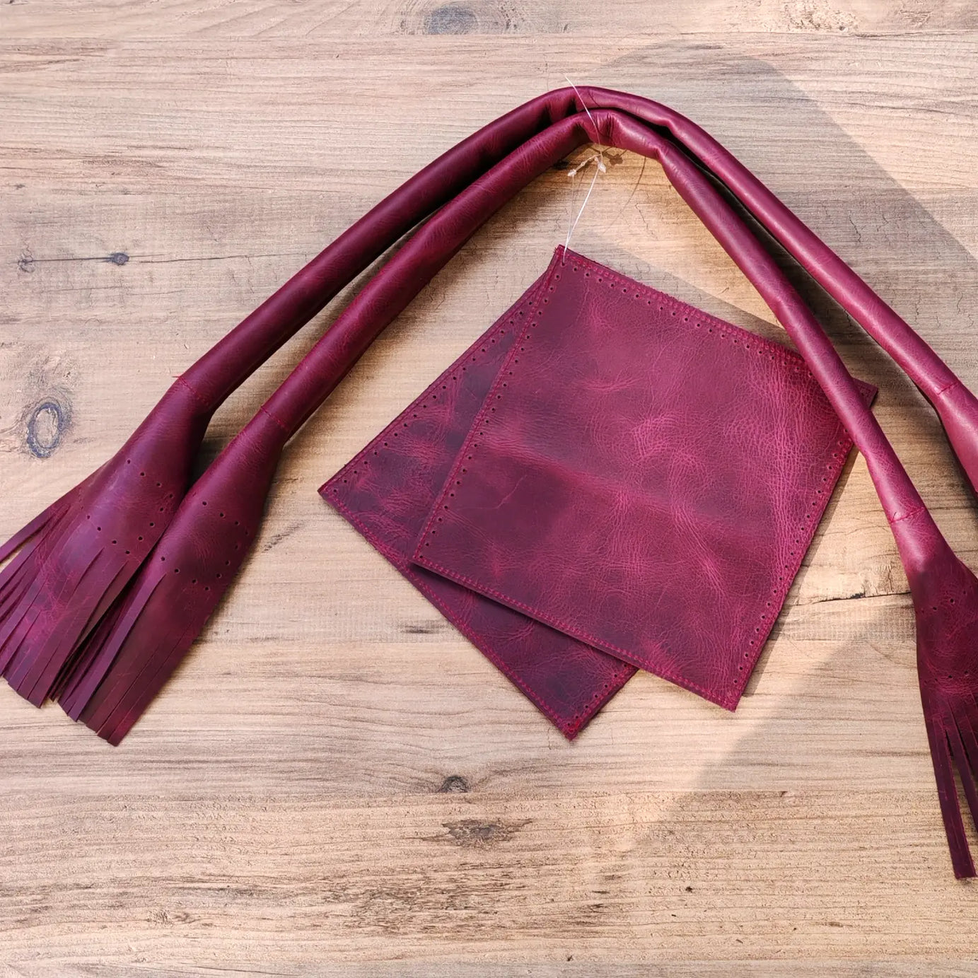 Püsküllü Deri Çanta Kiti