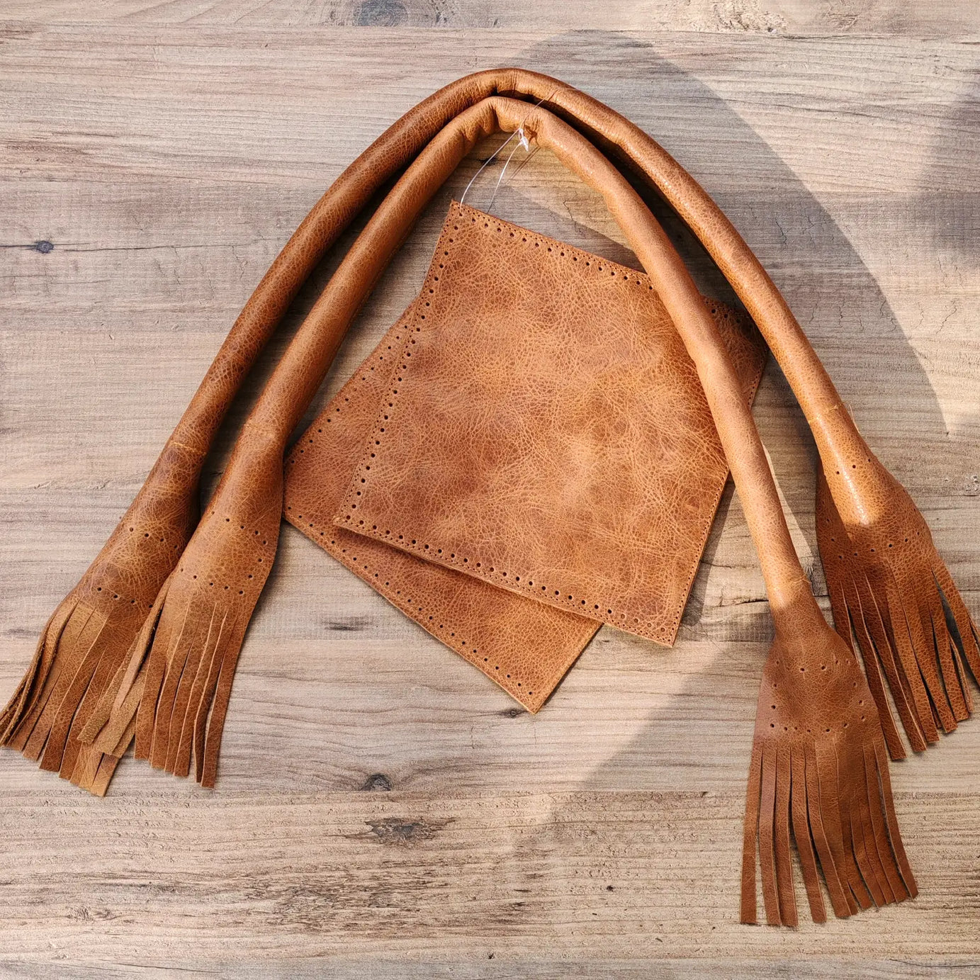 Püsküllü Deri Çanta Kiti