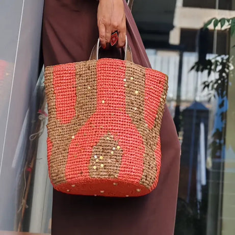 El Örgüsü Kiremit Rengi Çanta