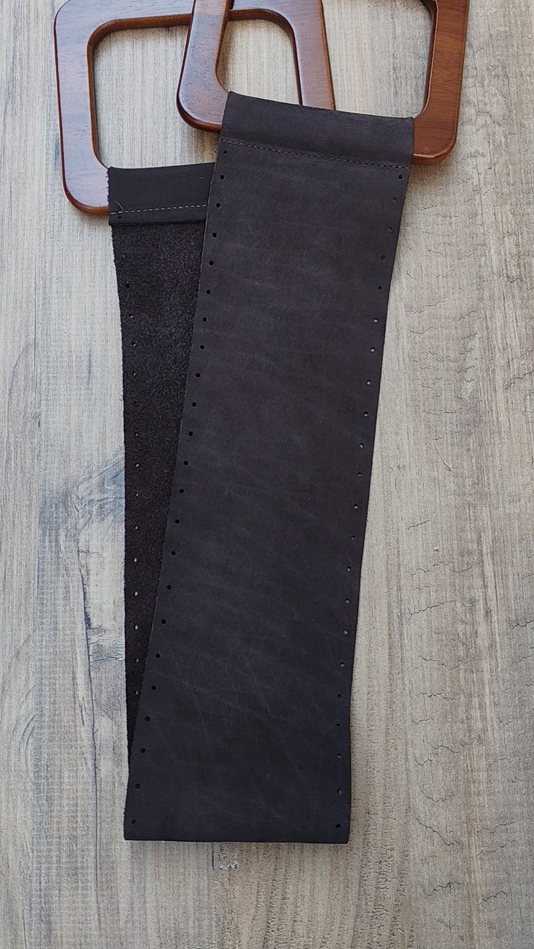 Hakiki Deri Ahşap Saplı Çanta Kulpu Kiti